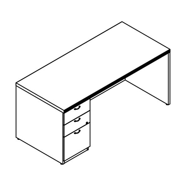 Groupe Lacasse Desk, Left Single Ped, BBF, 66inWx30inDx29-1/2inH, Niagara - LAS72DUF3066SA