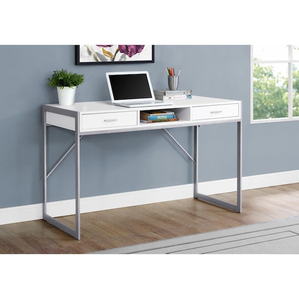 Gfancy Fixtures 32.75 in. MDF & Silver Metal Computer Desk - GF3665014