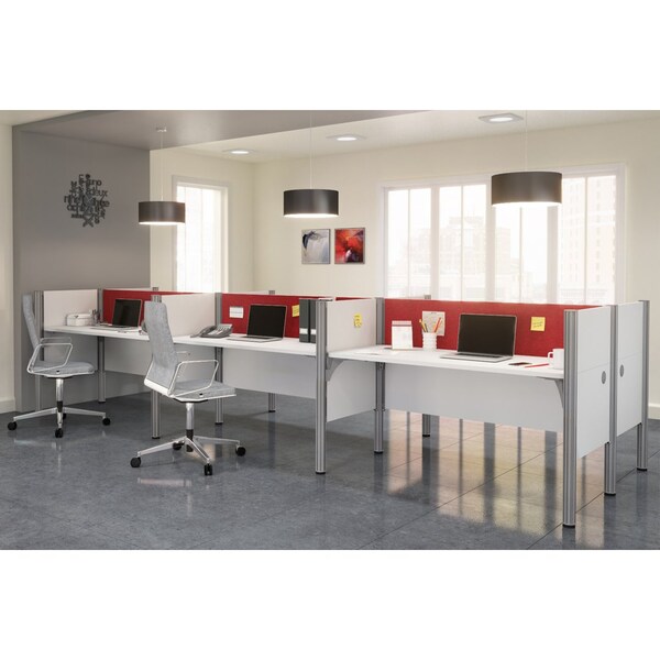 Bestar Bestar Pro-Biz 183W 6-Person Office Cubicles with Red Tack Boards and Low Privacy Panels in white - 100873CR-17