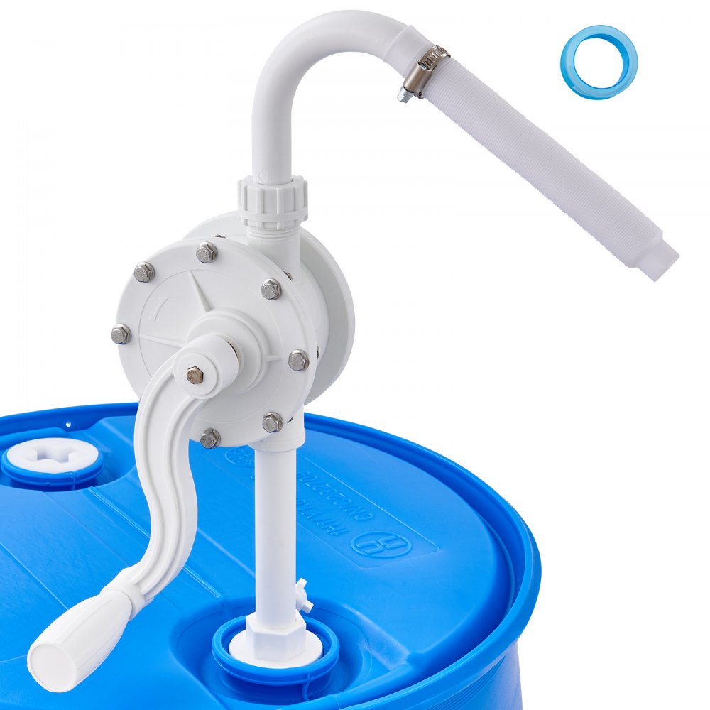 VEVOR Drum Pump, 6.5 GPM Flow, Rotary Barrel Pump Hand Crank, Fits 5 to 55 Gallon Drums with 3-Section Suction Tube Assembly and Hose, Designed for Fast Transfer of Water, Alcohol, Corrosive Liquids - SDTBSYSPP8555XKCVV0
