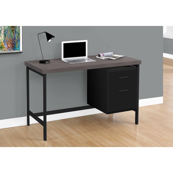 Homeroots 30 in. Black Particle Board & Grey Metal Computer Desk - 333535