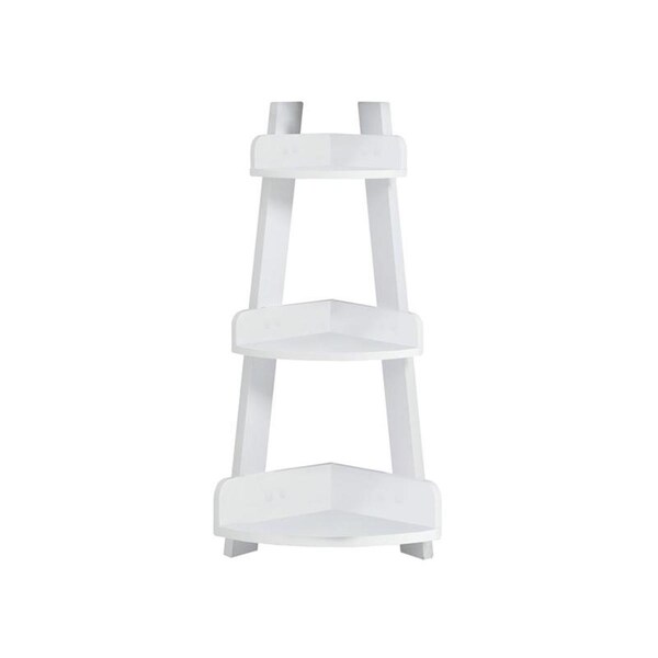 Gfancy Fixtures 13 x 16 x 33.25 in. White Particle Board Hollow Core Corner Shelf - GF3099671