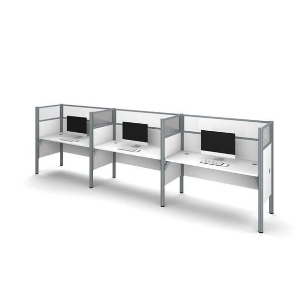 Bestar Bestar Pro-Biz 183W 3-Person Office Cubicles with High Privacy Panels in white - 100872D-17