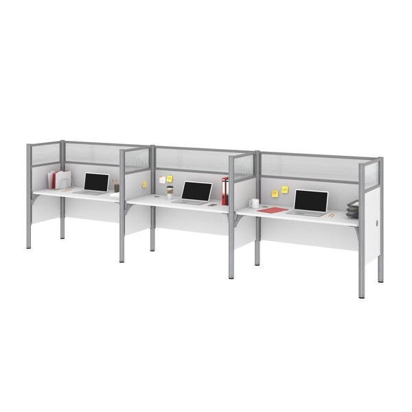 Bestar Bestar Pro-Biz 183W 3-Person Office Cubicles with High Privacy Panels in white - 100872D-17