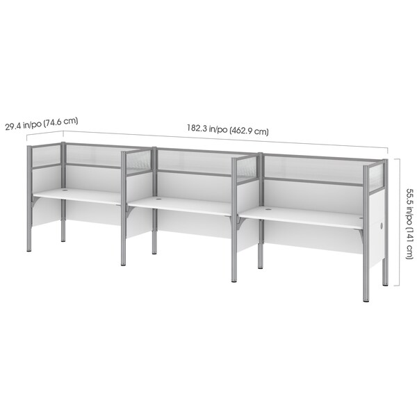 Bestar Bestar Pro-Biz 183W 3-Person Office Cubicles with High Privacy Panels in white - 100872D-17
