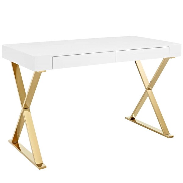 Modway Furniture Sector Office Desk - White Gold, 30 x 23.5 x 47 in. - EEI-3030-WHI