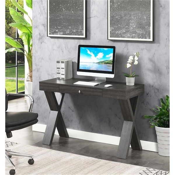 Convenience Concepts Newport 1 Drawer Desk, Gray - HI2540487