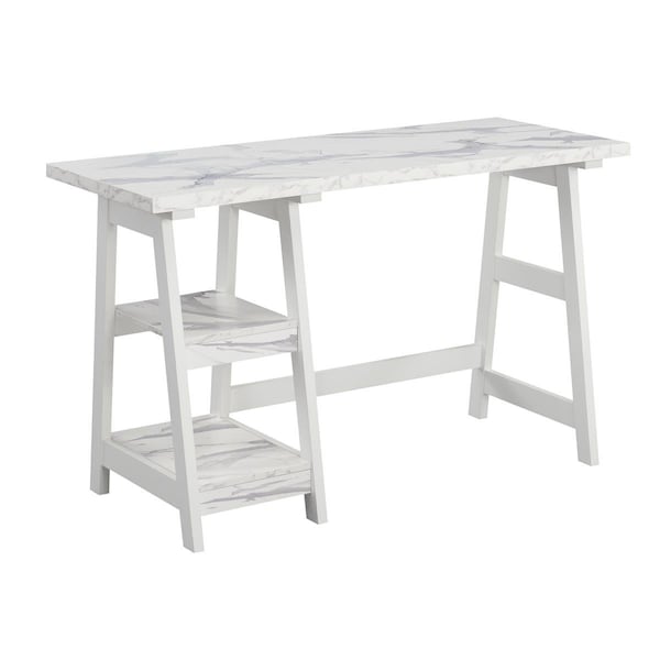 Convenience Concepts Designs2Go Trestle Desk with Shelves, White - HI2540469