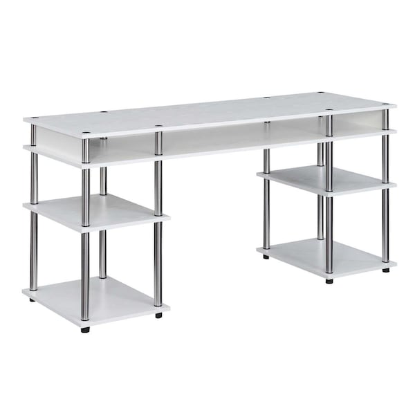 Convenience Concepts 60 in. Designs2Go No Tools Deluxe Student Desk with Shelves, White - HI2540503