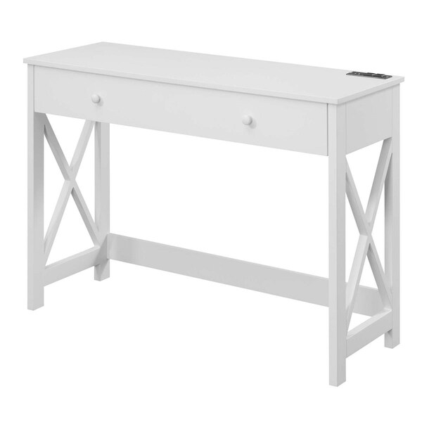 Convenience Concepts 42 in. Oxford Desk with Charging Station, White - 303446W