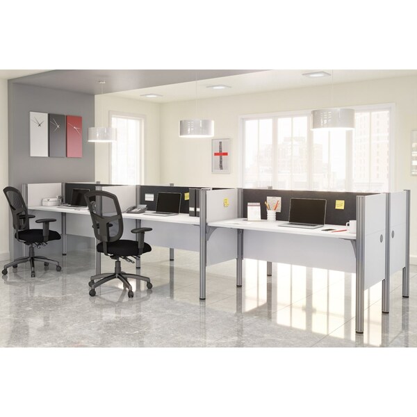 Bestar Bestar Pro-Biz 183W 6-Person Office Cubicles with Gray Tack Boards and Low Privacy Panels in white - 100873CG-17
