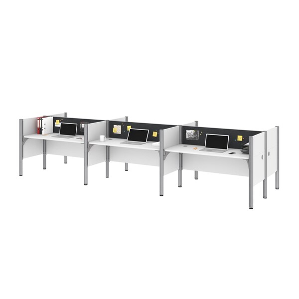 Bestar Bestar Pro-Biz 183W 6-Person Office Cubicles with Gray Tack Boards and Low Privacy Panels in white - 100873CG-17