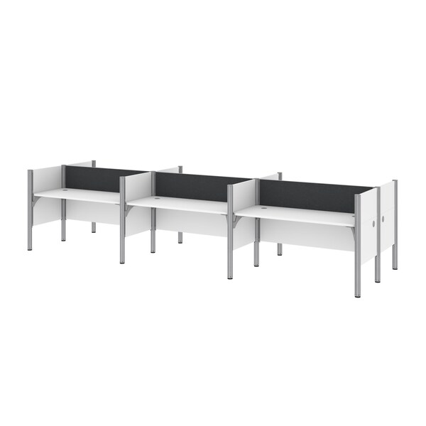 Bestar Bestar Pro-Biz 183W 6-Person Office Cubicles with Gray Tack Boards and Low Privacy Panels in white - 100873CG-17