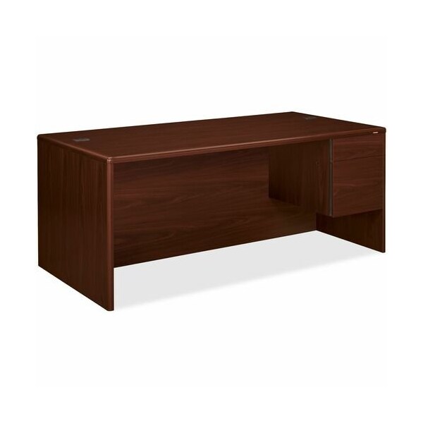 Hon HON 10785RNN, 10700 SERIES SINGLE 3/4 RIGHT PEDESTAL DESK, 72W X 36D X 29.5H, MAHOGANY - HON10785RNN