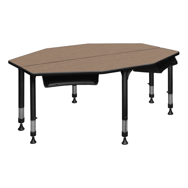 Regency I-Promise Student Classroom Desk W/ Book Storage, 60 in W X Wood, Metal, Noble Oak - IP2SD2BX6024NO