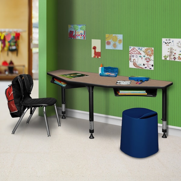 Regency I-Promise Student Classroom Desk W/ Book Storage, 60 in W X Wood, Metal, Noble Oak - IP2SD2BX6024NO
