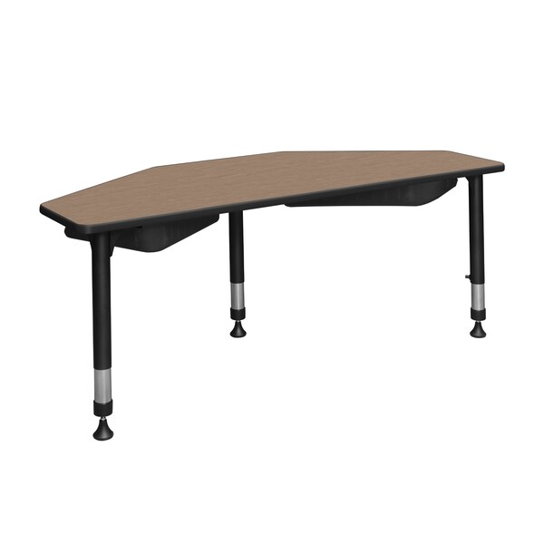 Regency I-Promise Student Classroom Desk W/ Book Storage, 60 in W X Wood, Metal, Noble Oak - IP2SD2BX6024NO