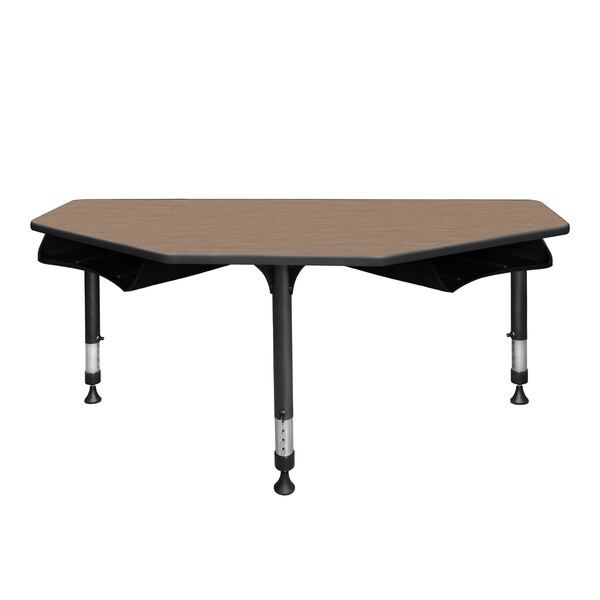 Regency I-Promise Student Classroom Desk W/ Book Storage, 60 in W X Wood, Metal, Noble Oak - IP2SD2BX6024NO