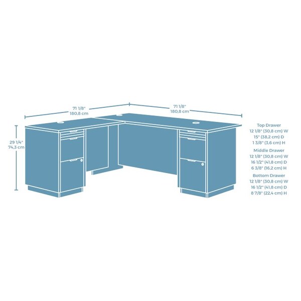 Worksense By Sauder 71.18 in D X 29.25 in H, 71.18 in W X Engineered wood - 427798
