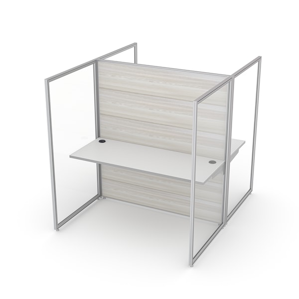 Sapslim Cubicle Collection 3'x5' 2-Person Call Center Cubicle Workstation w/ white work top, 65H panels in Sea Salt - CY-SLM_CC06-3X5X65H