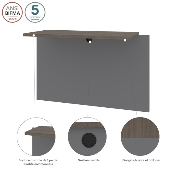 Bestar Prestige + 40W Desk Bridge, Bark Grey & Slate - 99820-000047