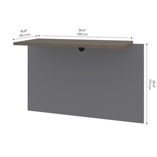 Bestar Prestige + 40W Desk Bridge, Bark Grey & Slate - 99820-000047