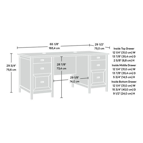 Sauder 29.53 in D X 29.76 in H, 65.12 in W X Engineered wood - 430227