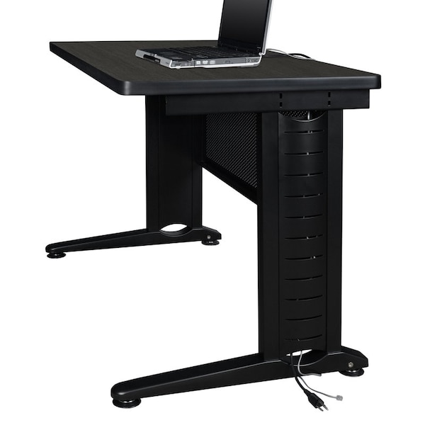 Regency Fusion Single Pedestal Desks, 24 D X 29 H, 60 W X Wood, Metal, Ash Grey - MSP6024AG