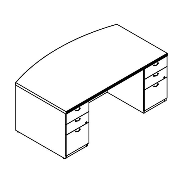 Groupe Lacasse Desk, Double Ped, Bow, BBF, 72inWx42inDx29-1/2inH, Sahara - LAS72KUF4272UAR