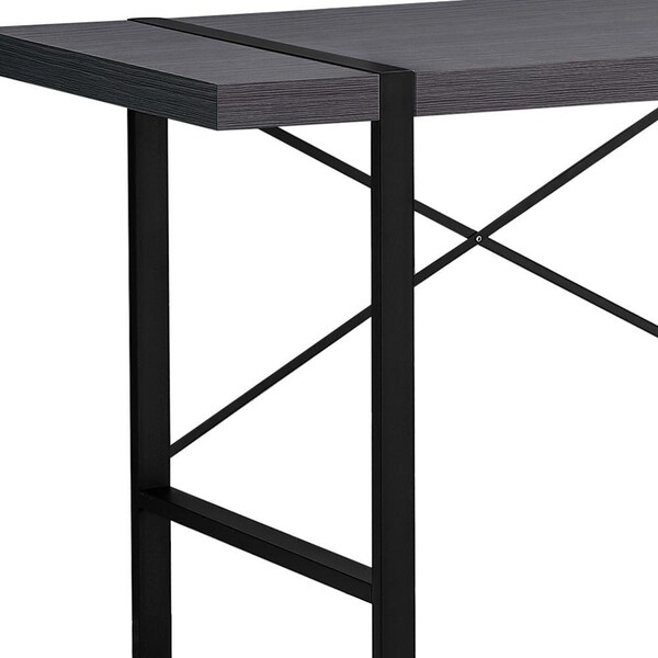 Homeroots 23.75 x 49 x 30 in. Grey & Black Metal Computer Desk - 355720