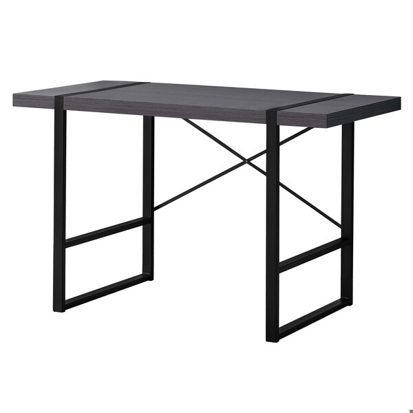 Homeroots 23.75 x 49 x 30 in. Grey & Black Metal Computer Desk - 355720