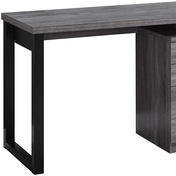 Homeroots 30 in. Grey & Black Particle BoardLaminate & MDF Computer Desk - 333466