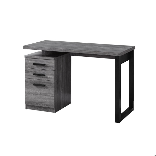 Homeroots 30 in. Grey & Black Particle BoardLaminate & MDF Computer Desk - 333466