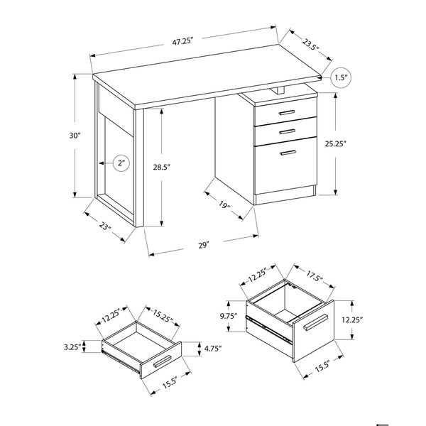 Homeroots 30 in. Grey & Black Particle BoardLaminate & MDF Computer Desk - 333466