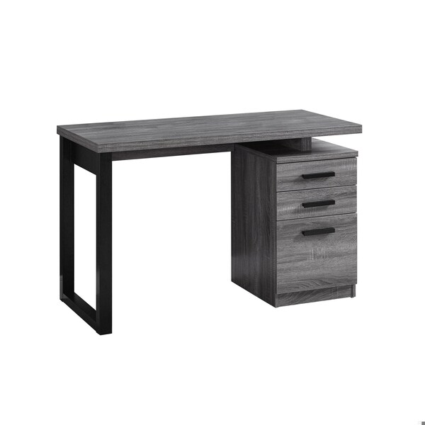 Homeroots 30 in. Grey & Black Particle BoardLaminate & MDF Computer Desk - 333466