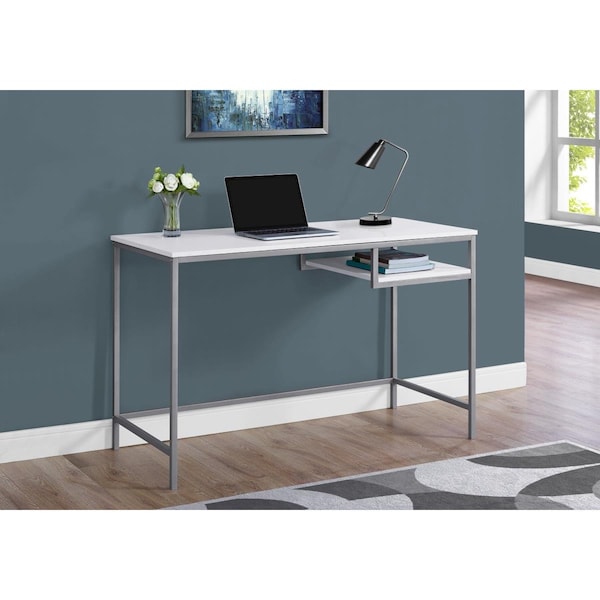 Gfancy Fixtures 30 in. White MDF & White Metal Computer Desk - GF3100141