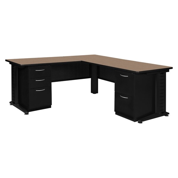Regency Fusion Desk W/ Double Pedestal Drawer Unit, 72 in W X Wood, Metal, Noble Oak - MLD723048NO