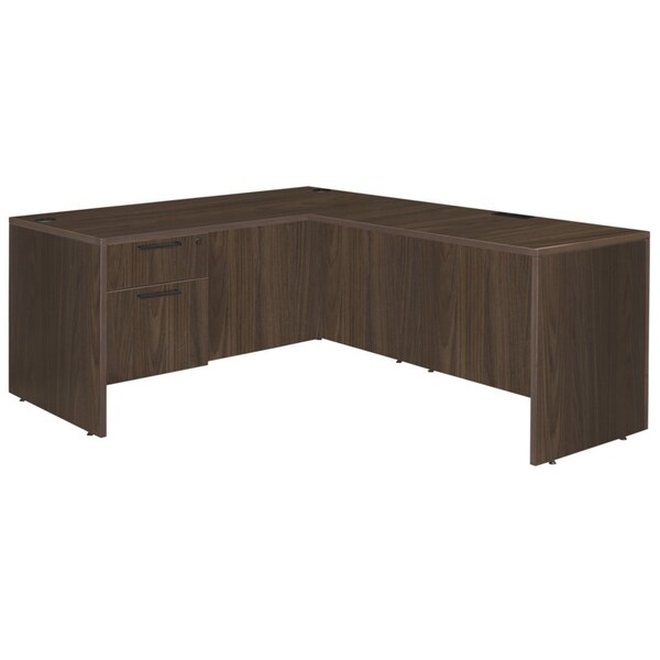 Regency Legacy 60 x 77'' L Desk with Single Pedestal Drawer Unit, Neo Walnut - LLDSP603047NW