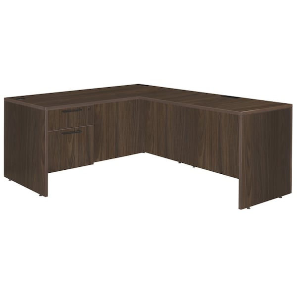 Regency Legacy 66 x 77'' L Desk with Single Pedestal Drawer Unit, Neo Walnut - LLDSP663047NW