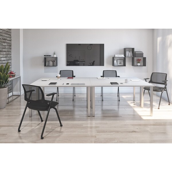 Bestar Bestar Universel Four 60W x 30D Table Desks with Square Metal Legs in white - 65901-000017