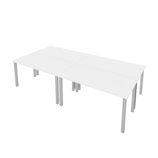 Bestar Bestar Universel Four 60W x 30D Table Desks with Square Metal Legs in white - 65901-000017
