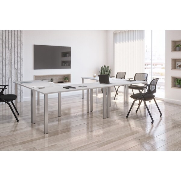Bestar Bestar Universel Four 60W x 30D Table Desks with Square Metal Legs in white - 65901-000017