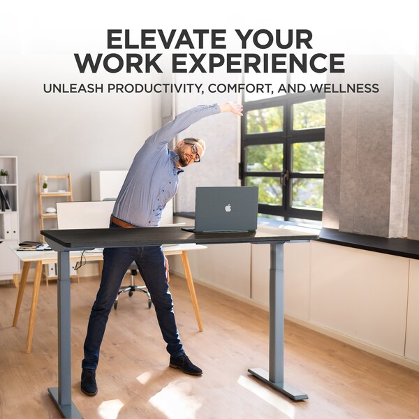 Uncaged Ergonomics RiseUpElectricStandingDesk60X30"BlkDesktopDualMotorMemory, RU2gbkMDF60 - RU2GBKMDF60