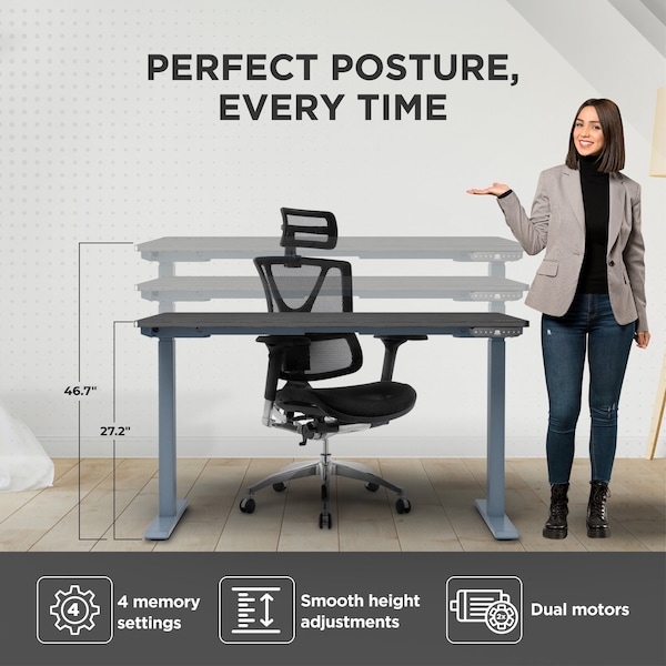 Uncaged Ergonomics RiseUpElectricStandingDesk60X30"BlkDesktopDualMotorMemory, RU2gbkMDF60 - RU2GBKMDF60