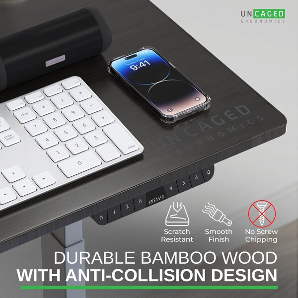 Uncaged Ergonomics RiseUpElectricStandingDesk60X30"BlkDesktopDualMotorMemory, RU2gbkMDF60 - RU2GBKMDF60