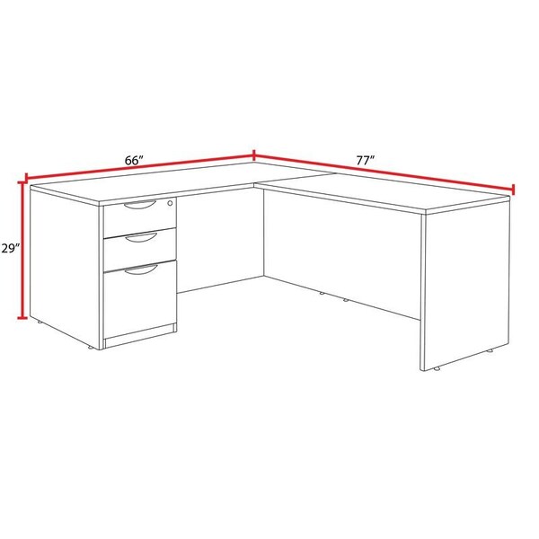 Regency Legacy 66 x 77'' L Desk with Single Full Pedestal Drawer Unit, Neo Walnut - LLDSPF663047NW