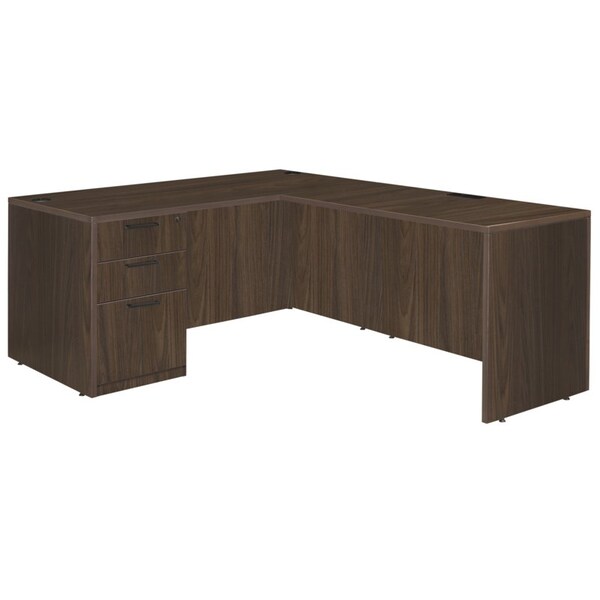 Regency Legacy 66 x 77'' L Desk with Single Full Pedestal Drawer Unit, Neo Walnut - LLDSPF663047NW