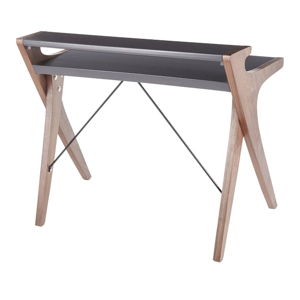 Lumisource Archer Desk in Walnut Wood with Grey Wood Top - OFD-ARCHER WLGY