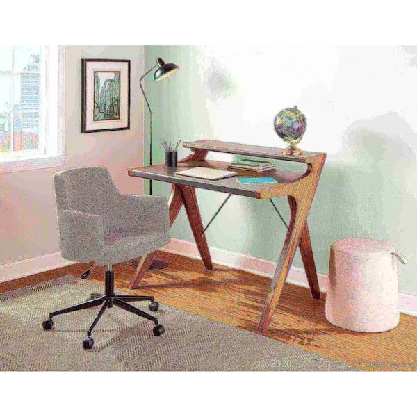 Lumisource Archer Desk in Walnut Wood with Grey Wood Top - OFD-ARCHER WLGY