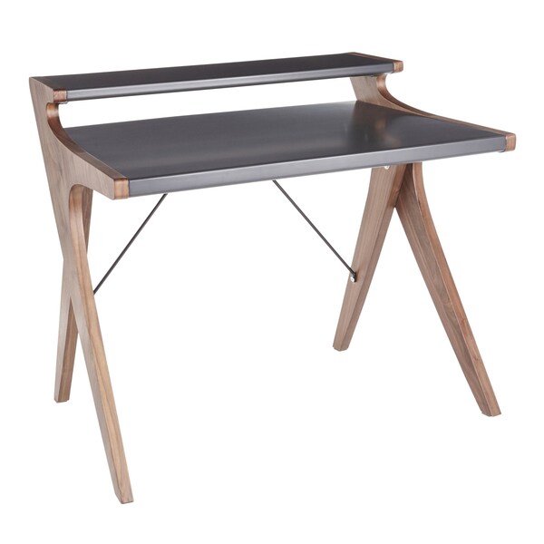 Lumisource Archer Desk in Walnut Wood with Grey Wood Top - OFD-ARCHER WLGY